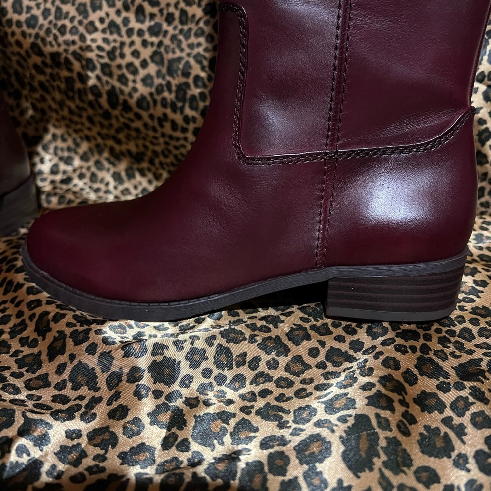 INC International Concepts Boot- Merlot Fawne Round Toe Knee-High Boots - Picture 2 of 6